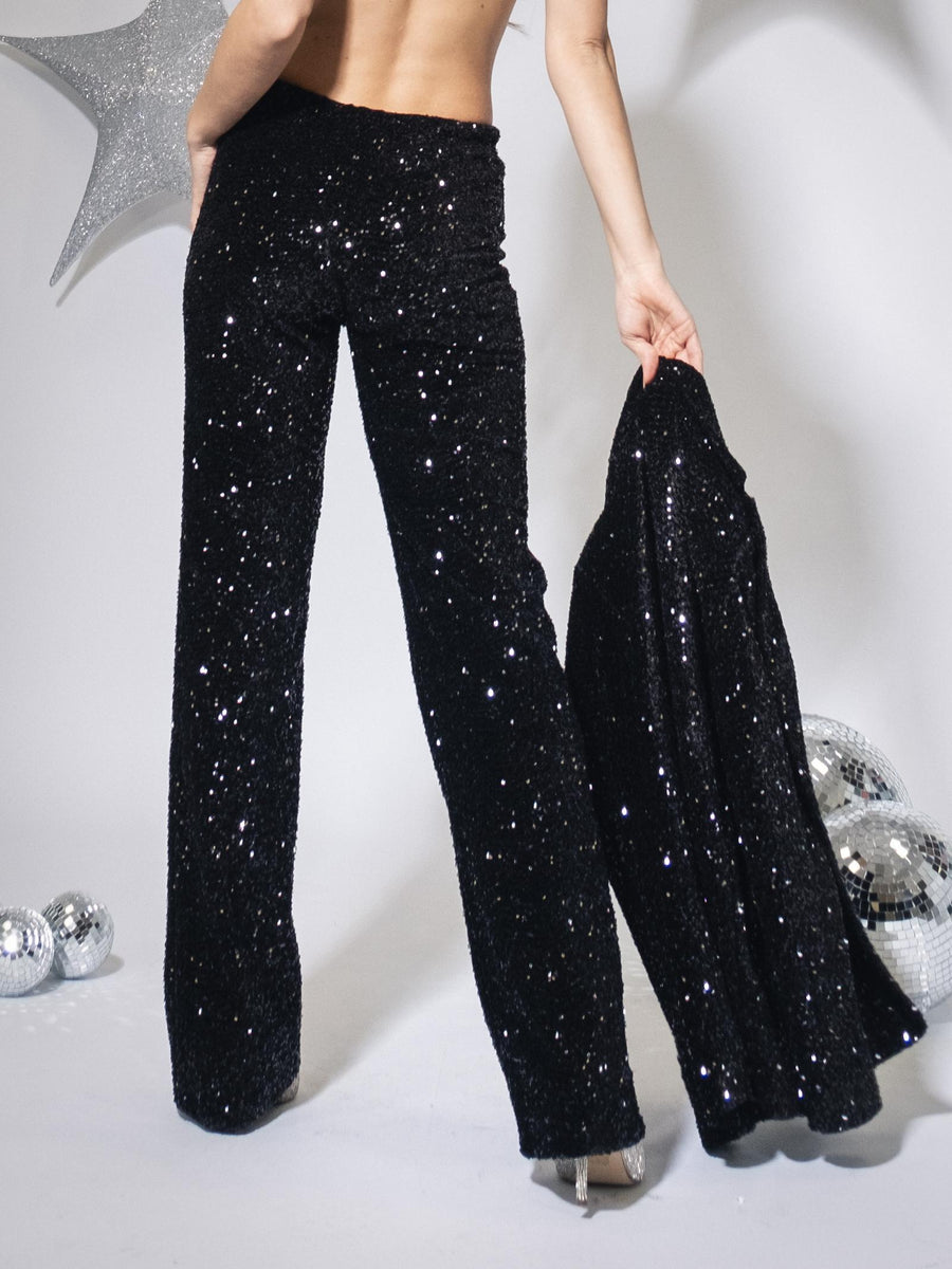 Pantalone Haveone nero con pailettes all over PGEM234 NERO Haveone 