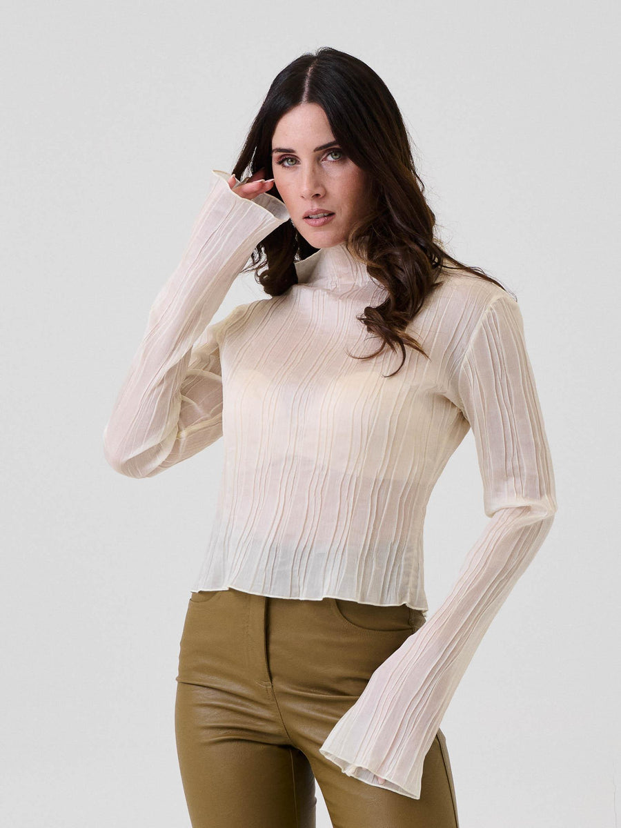 Blusa trasparente plissé Bohemian Vì crema MA284 CREAM Bohemian V 