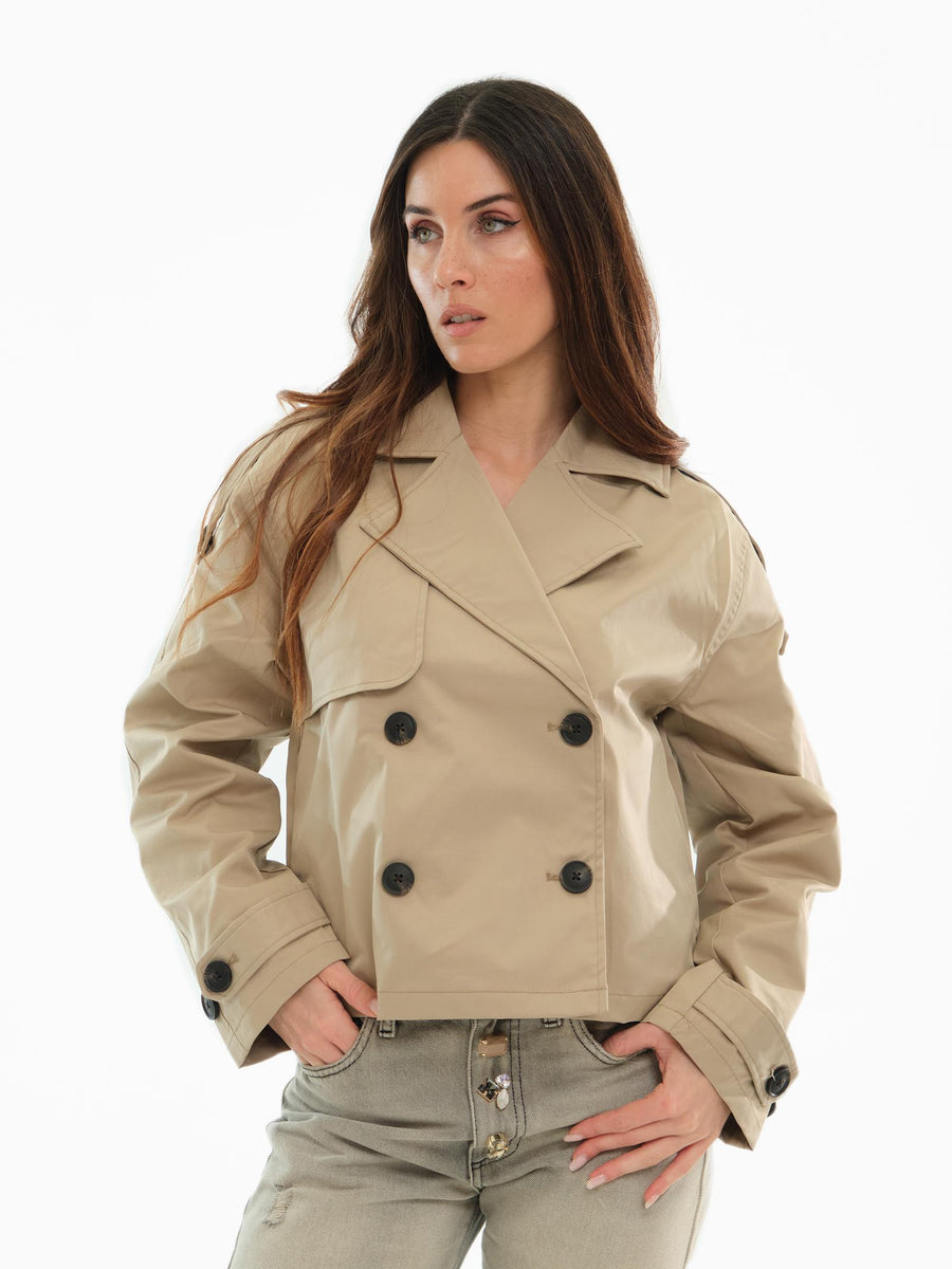 Trench cropped JJXX beige doppiopetto 12248654 TWILL JJXX 