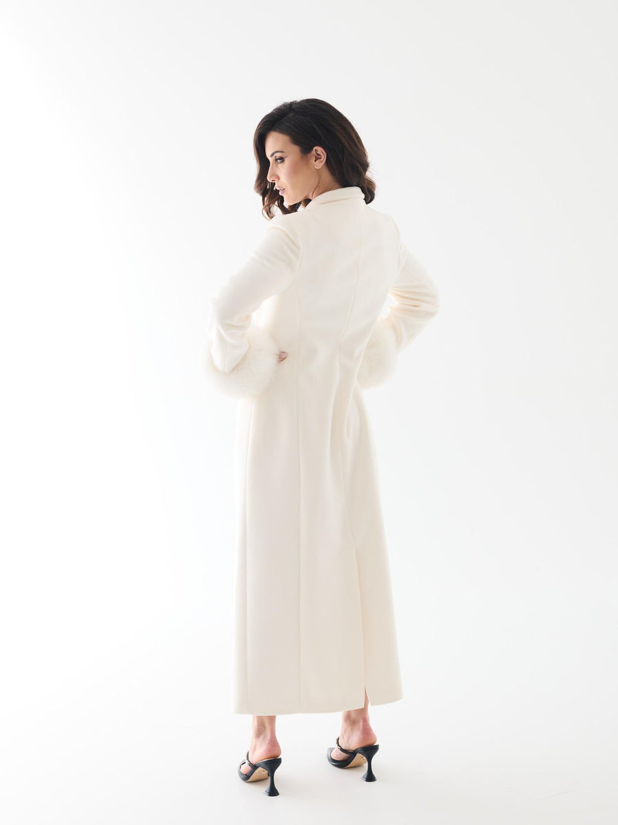 Cappotto doppiopetto Yes London bianca con maniche in pelliccia volpe CD1217 UNI Yes london 