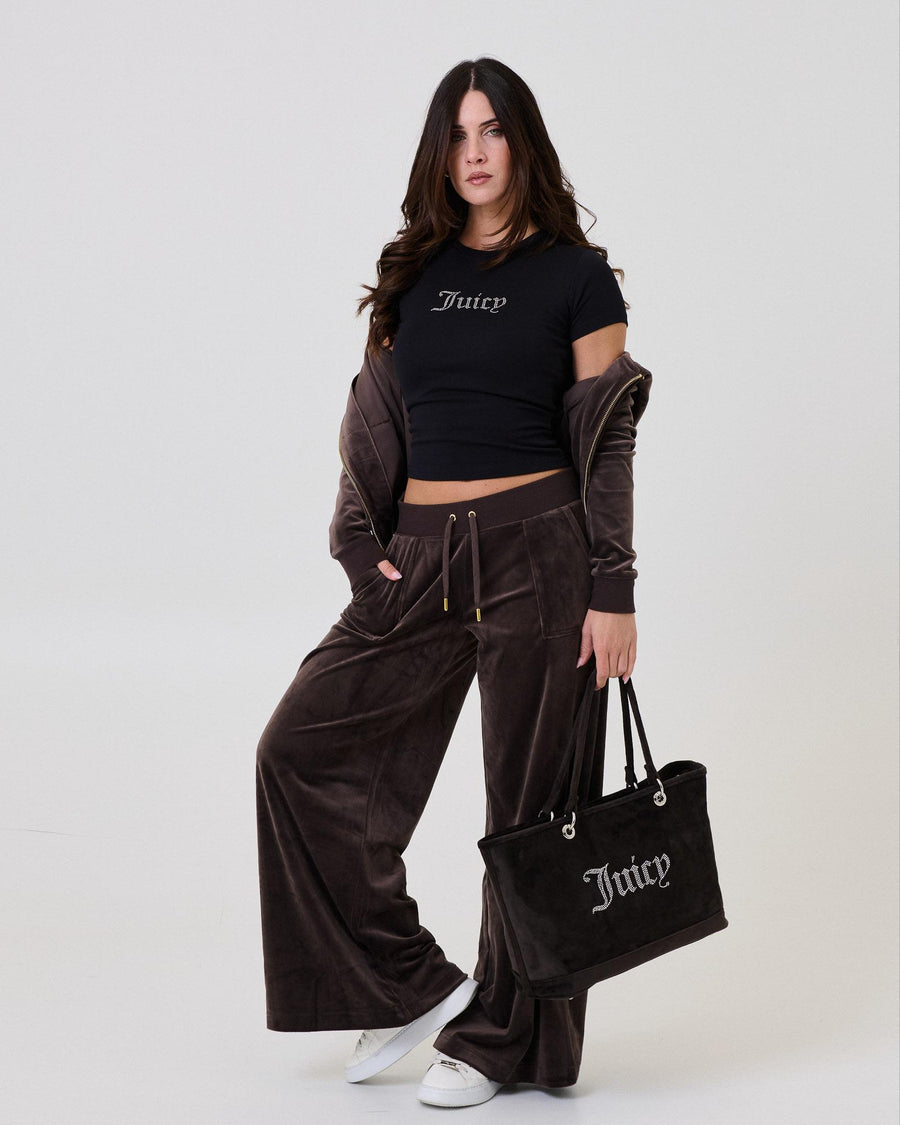 T-Shirt Juicy Couture nera con logo in strass VIJH70802WM J00 Juicy Couture 