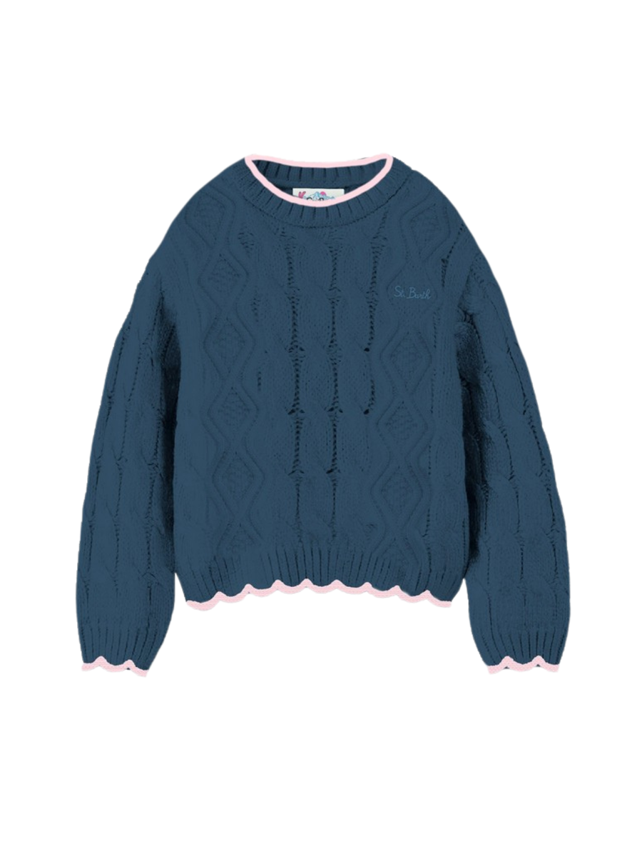 Maglione "gretta aran wavy 6121" Saint Barth blu GET002 01192G MC2 SAINT BARTH 