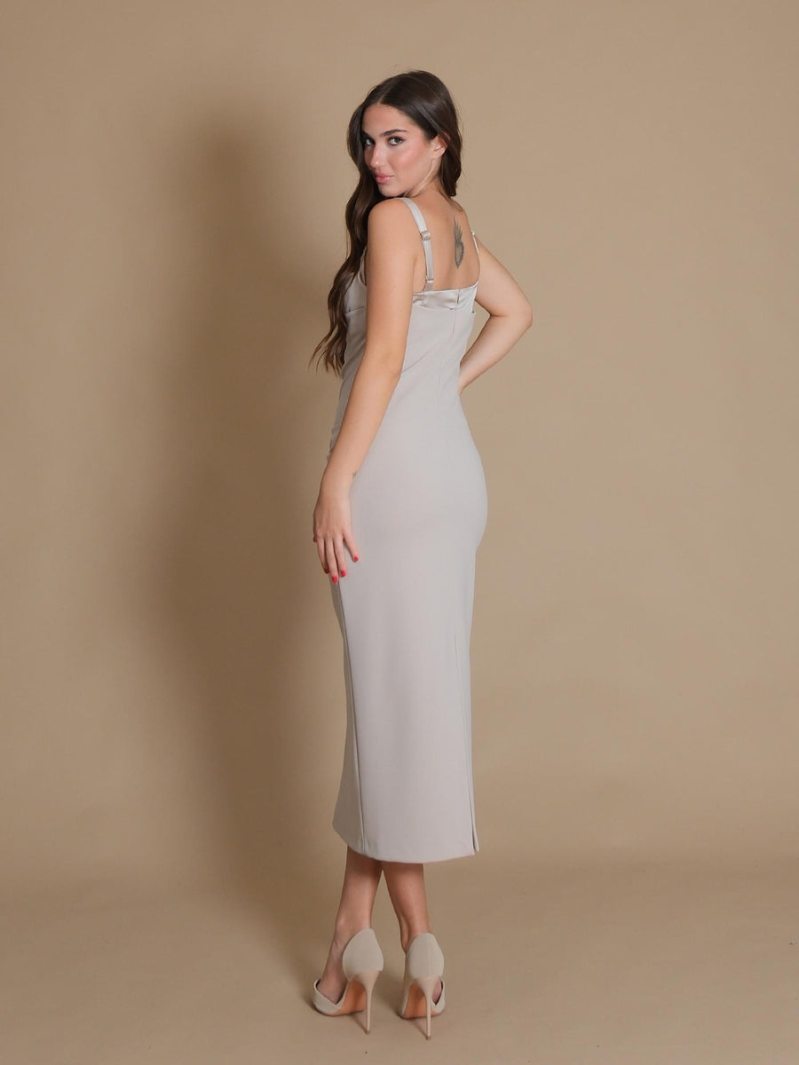 Abito midi Imperial con scollo a cuore beige luna AFAHIAW BEIGE LUNA Imperial 