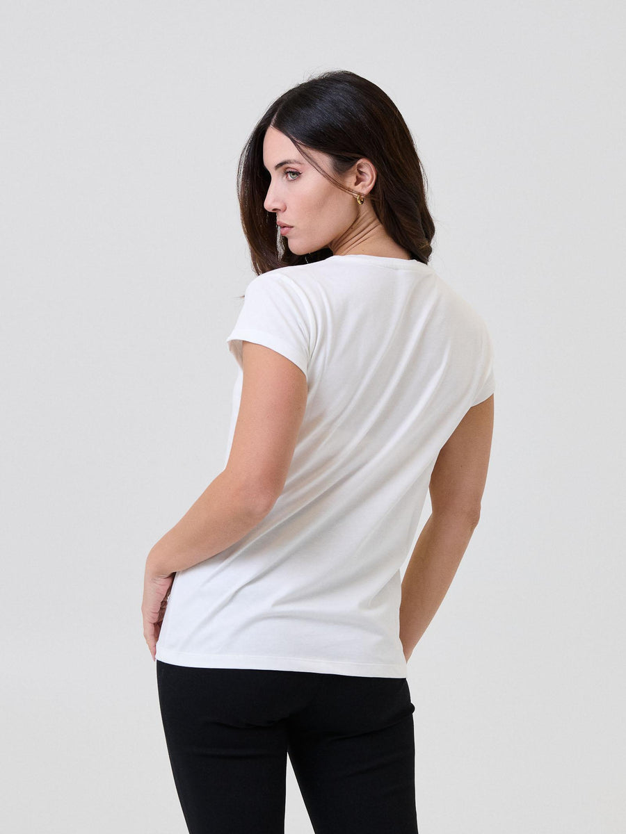 T-Shirt Vicolo bianca con stampa tigre con scritta "Savage" RF0444 UNI Vicolo 