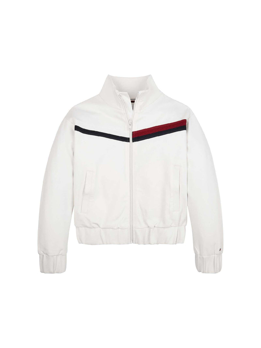 Felpa con zip bianca KG0KG07374 YBH Tommy Hilfiger 