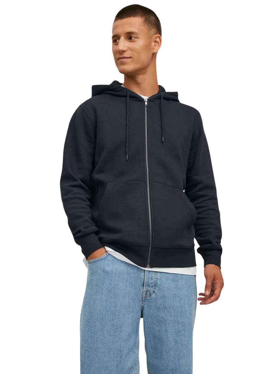 Felpa con zip e cappuccio Jack & Jones nera 12210830 Black Jack & Jones 