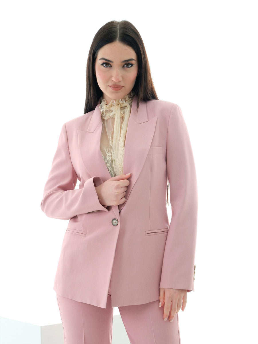 Giacca monopetto Vicolo rosa con rever a punta TD0073 FLAMINGO Vicolo 