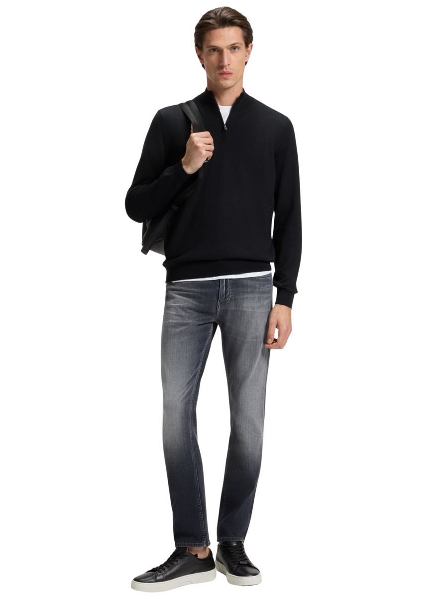 Maglia Boss nera a collo alto con zip 50528300 001 Boss 