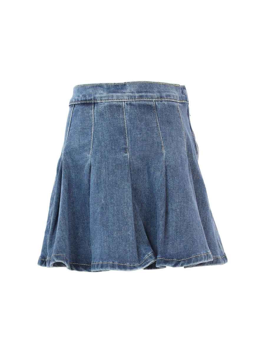 Gonna a pieghe in denim scuro MG2644 DNM Manila Grace 