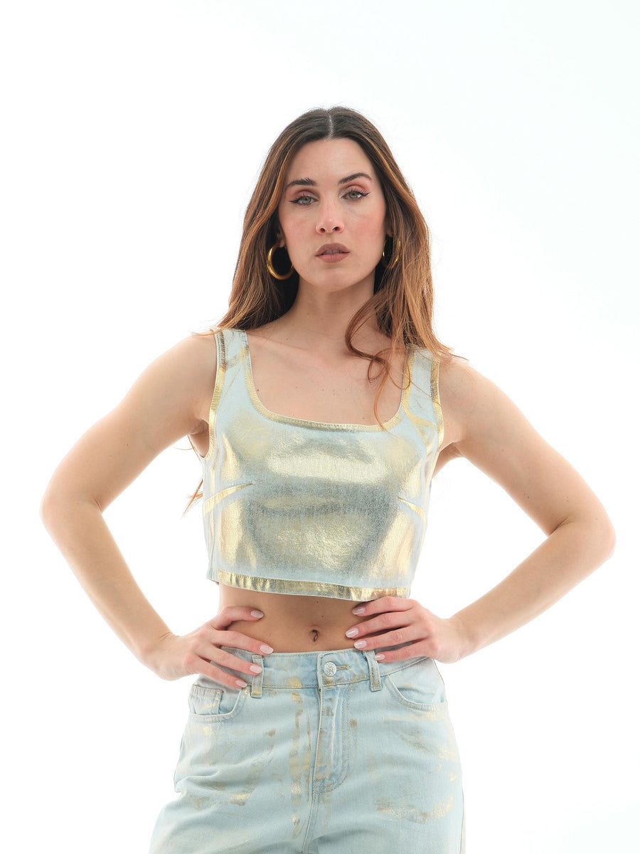 Top "crop maylar" Silence Limited in denim placcato SI10PL UNI Silence Limited 