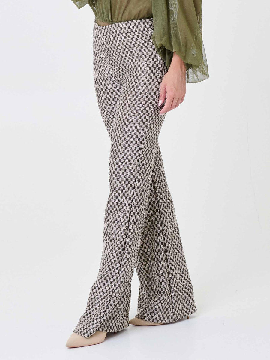 Pantalone a vita alta Pho Firenze rosa e verde in filo lurex 5424004CC3 LUXURY PHO FIRENZE 