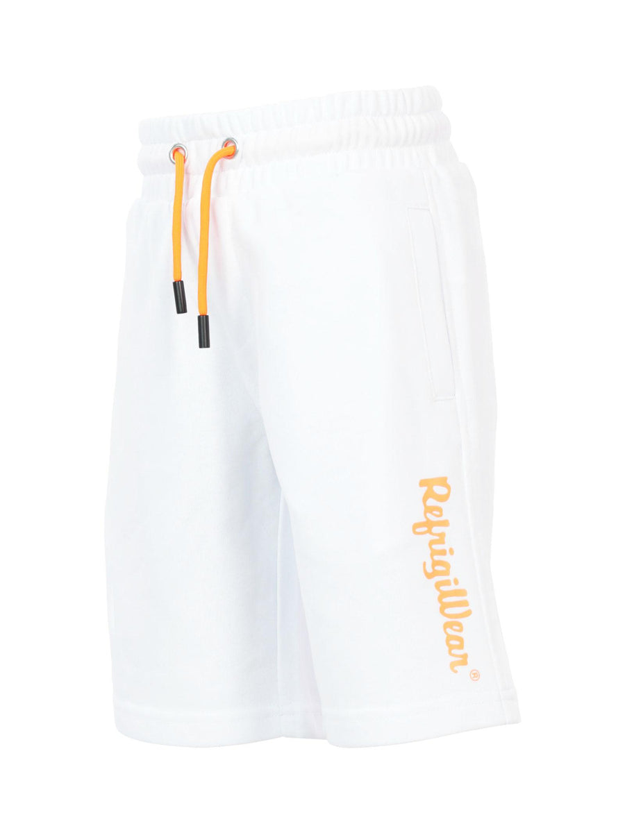 Bermuda bianchi con lacci e scritta arancione fluo RW454 BIA/ARA Refrigiwear 