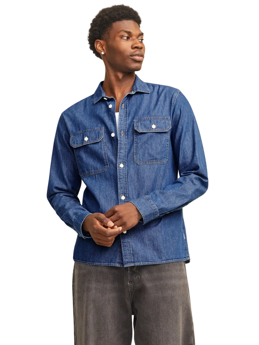 Camicia Jack & Jones blu in denim 12269262 Medium Blue Denim Jack & Jones 