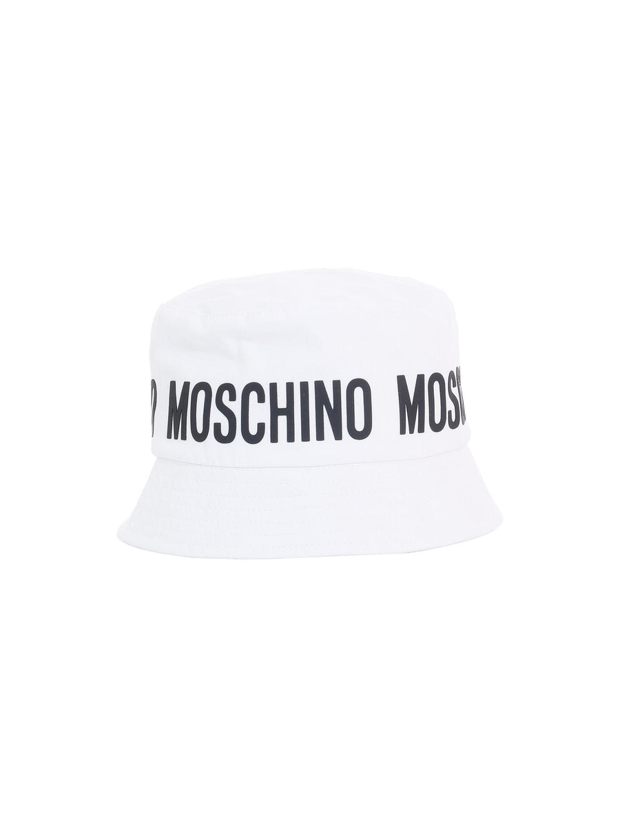 Cappellino pescatore Moschino bianco con logo frontale e posteriore HUY002 10101 Moschino 