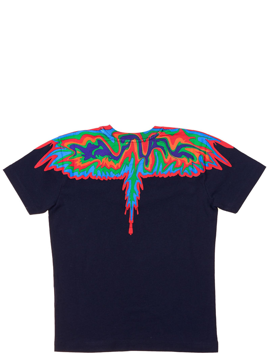 T-shirt nera wings multicolor 1106 B010 Marcelo Burlon 