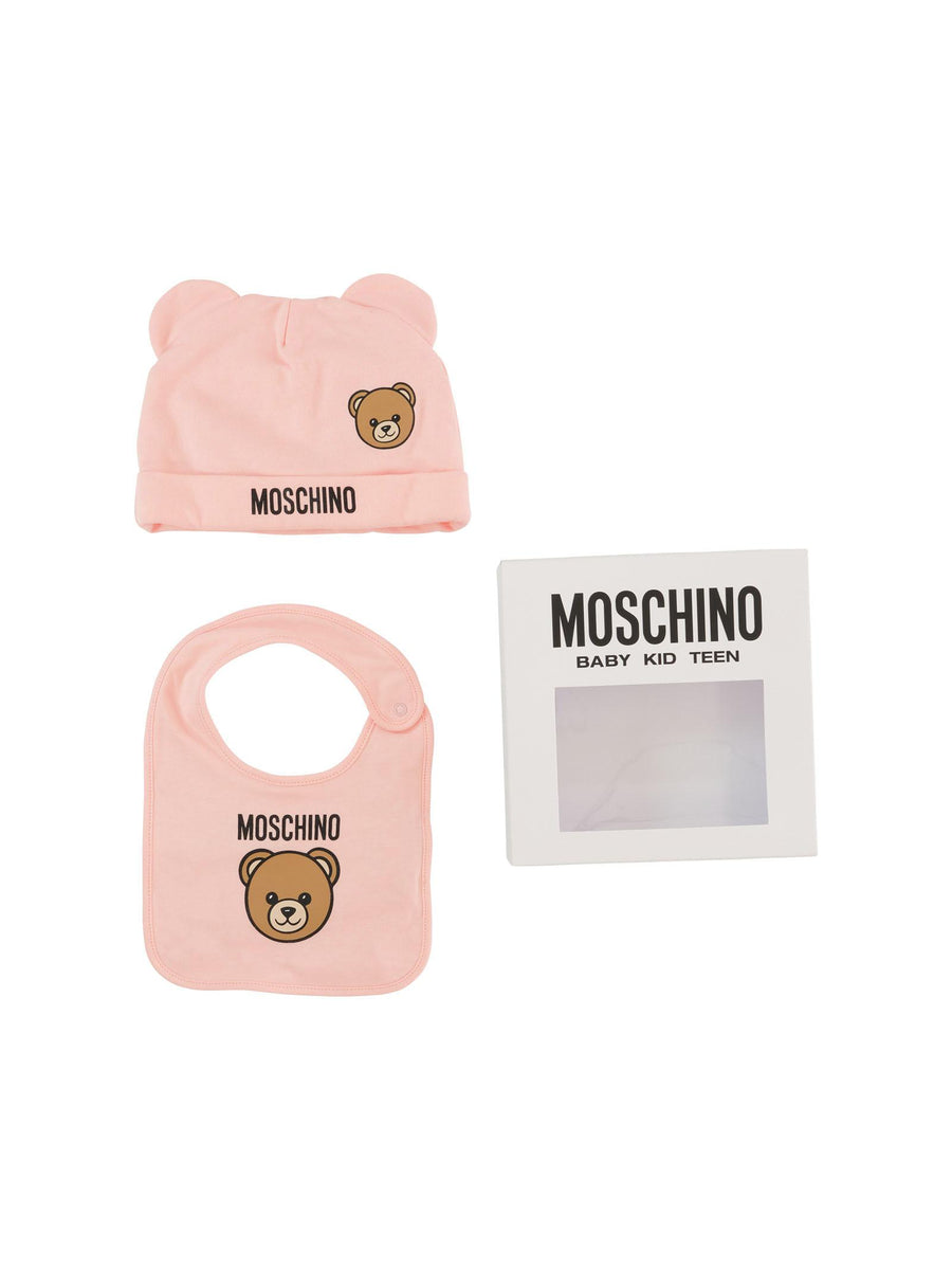 Set cappello e bavaglino Moschino rosa MUY08K 50209 Moschino 