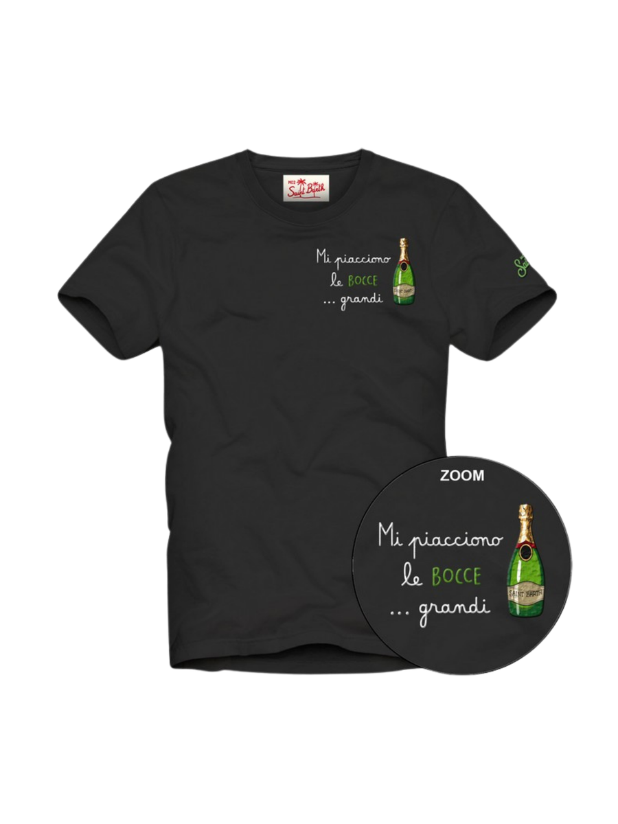 T-Shirt Saint Barth nera "mi piacciono le bocce ..grandi" POT0001 00052H MC2 SAINT BARTH 