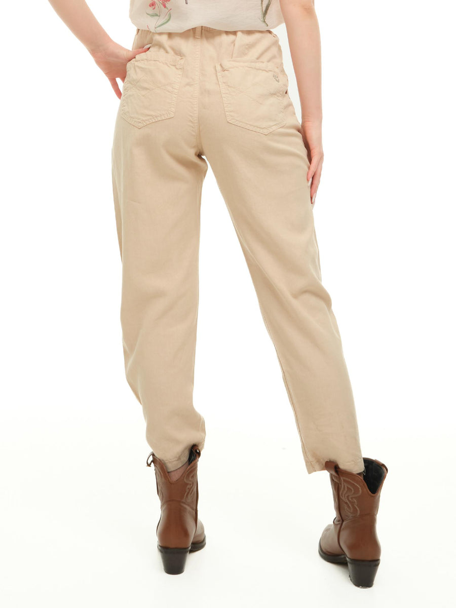 Pantaloni Please beige in misto lino con cinturino P3HBDHRN3N SAND Please 