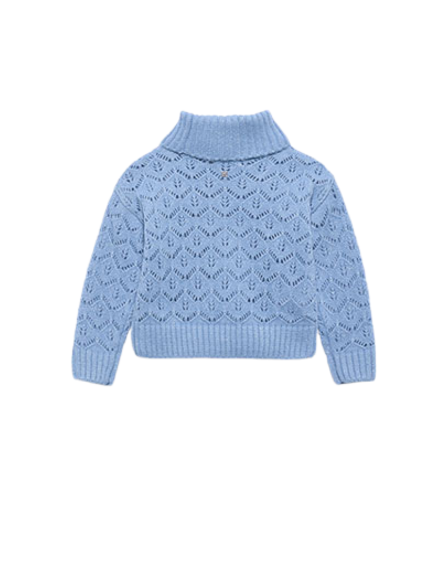 Dolcevita Abel & Lula azzurro traforato con colletto risvoltato 5830 Celeste Abel & Lula 