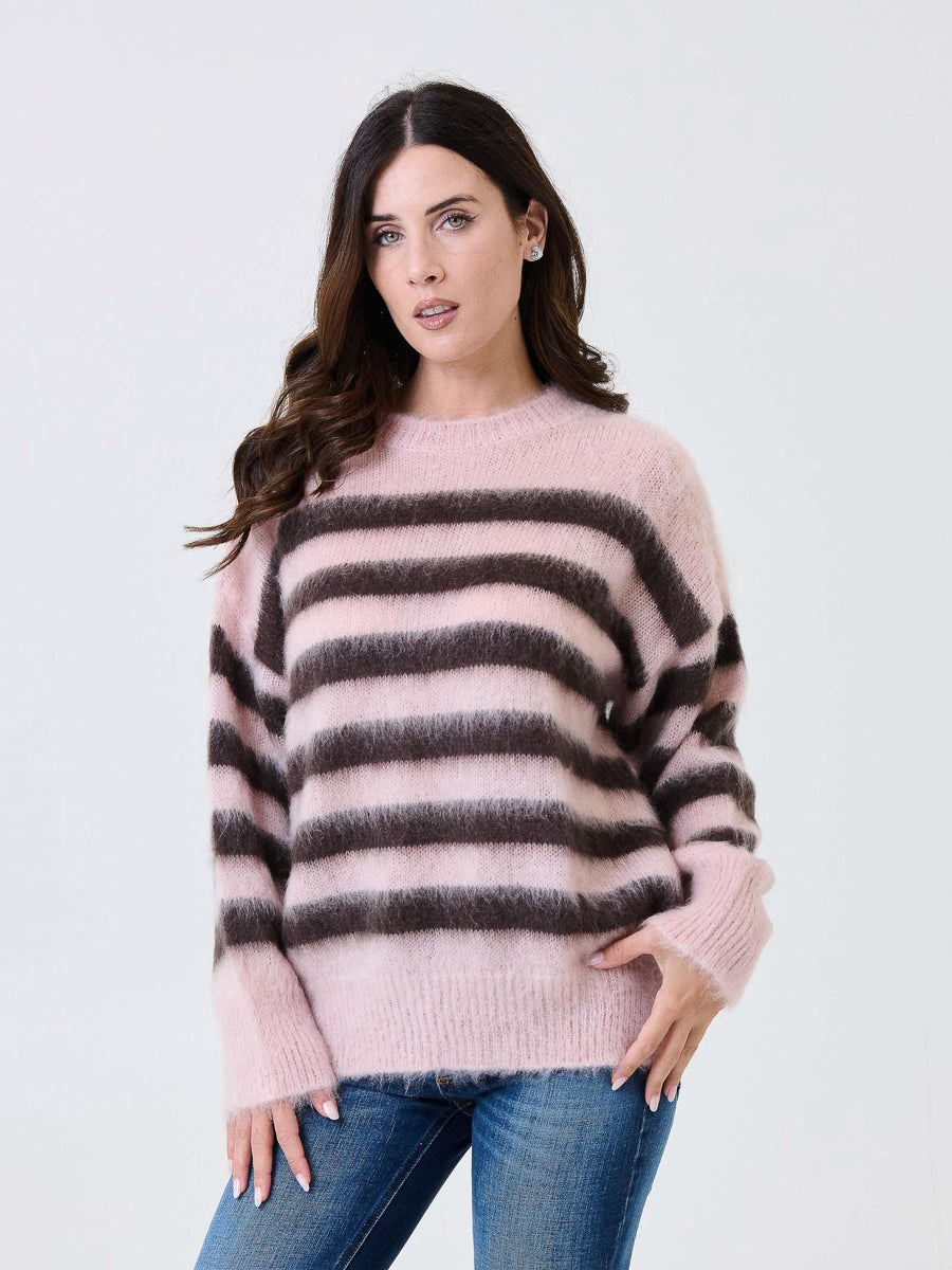 Maglione a righe Kontatto rosa e marrone 3M0911C ROSA kontatto 