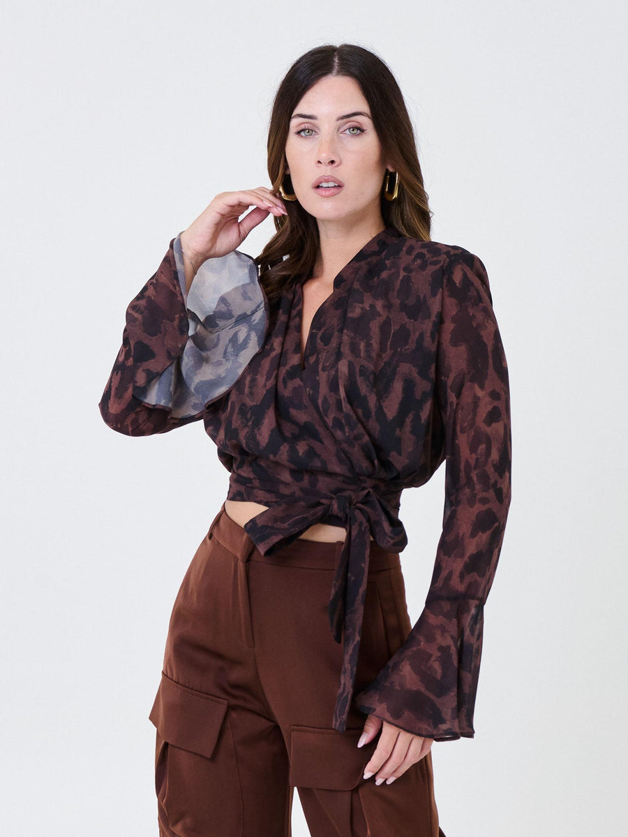 Blusa in chiffon Silence Limited marrone fantasia camouflage CA749LEO BROWN Silence Limited 