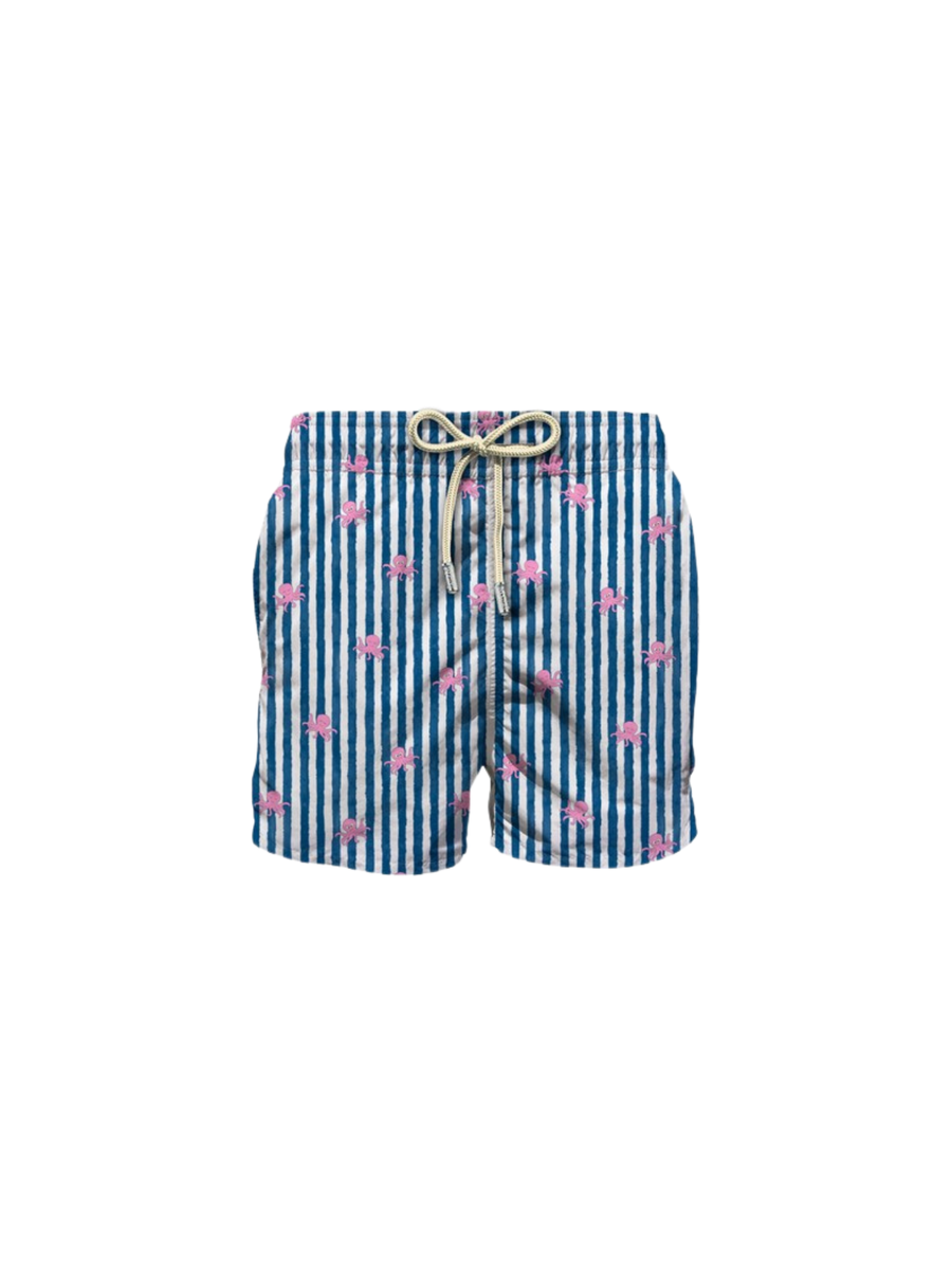 Costume Saint Barth a righe blu con granchietti rosa COM0009 03633H MC2 SAINT BARTH 