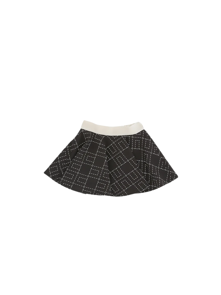 Gonna Elisabetta Franchi nera con motivo geometrico e fascia a contrasto EGGO051 D948 Elisabetta Franchi 