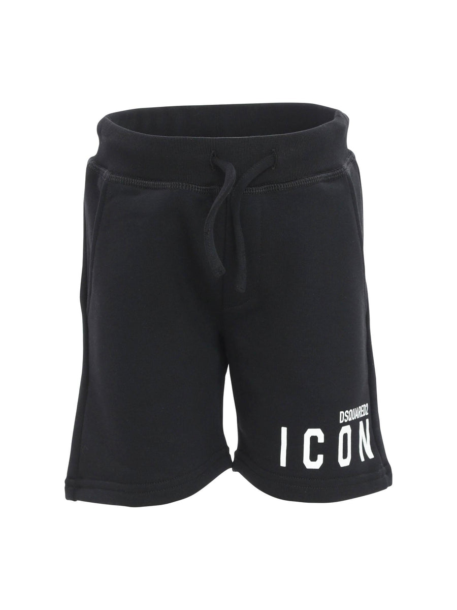 Bermuda neri con logo Icon bianco sul fondo DQ1673 DQ900 Dsquared 