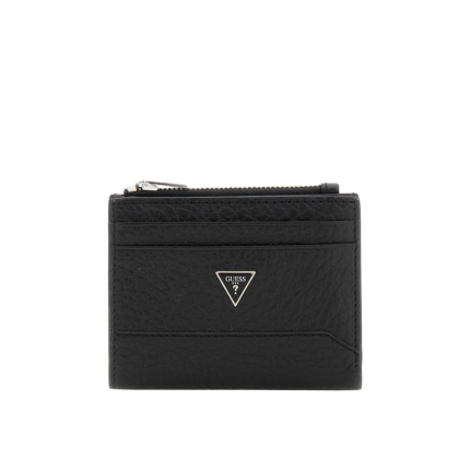 Portacarte Guess nero in ecopelle martellata con logo triangolare SMBAGRLEA03 BLA Guess 