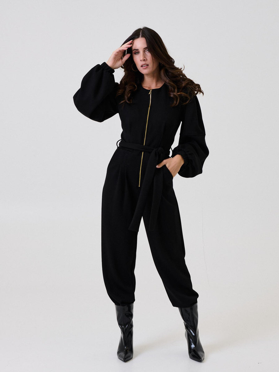 Jumpsuit Bohemian Vì nera con zip centrale BHTUT004 BLACK Bohemian V 