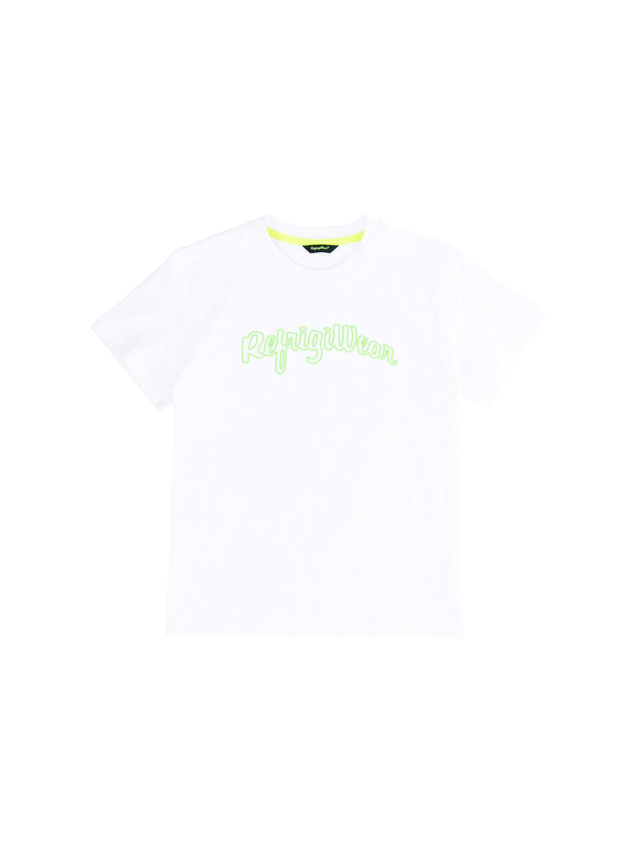 T-Shirt Refrigiwear bianca con logo lettering flourescente 110TRMJS25 BIANCO Refrigiwear 