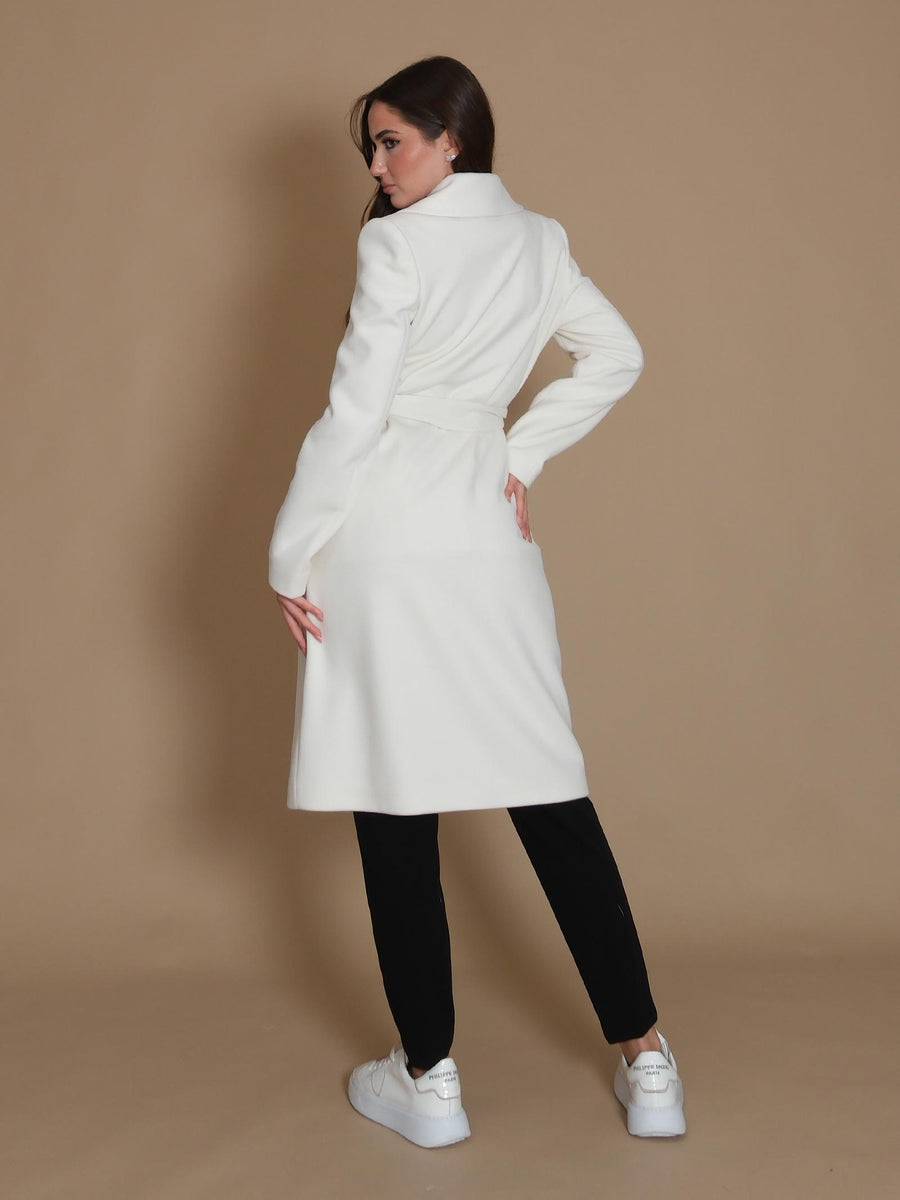 Cappotto Armoire a vestaglia con rever sciallato e tasconi panna CP231 PANNA Armoire 