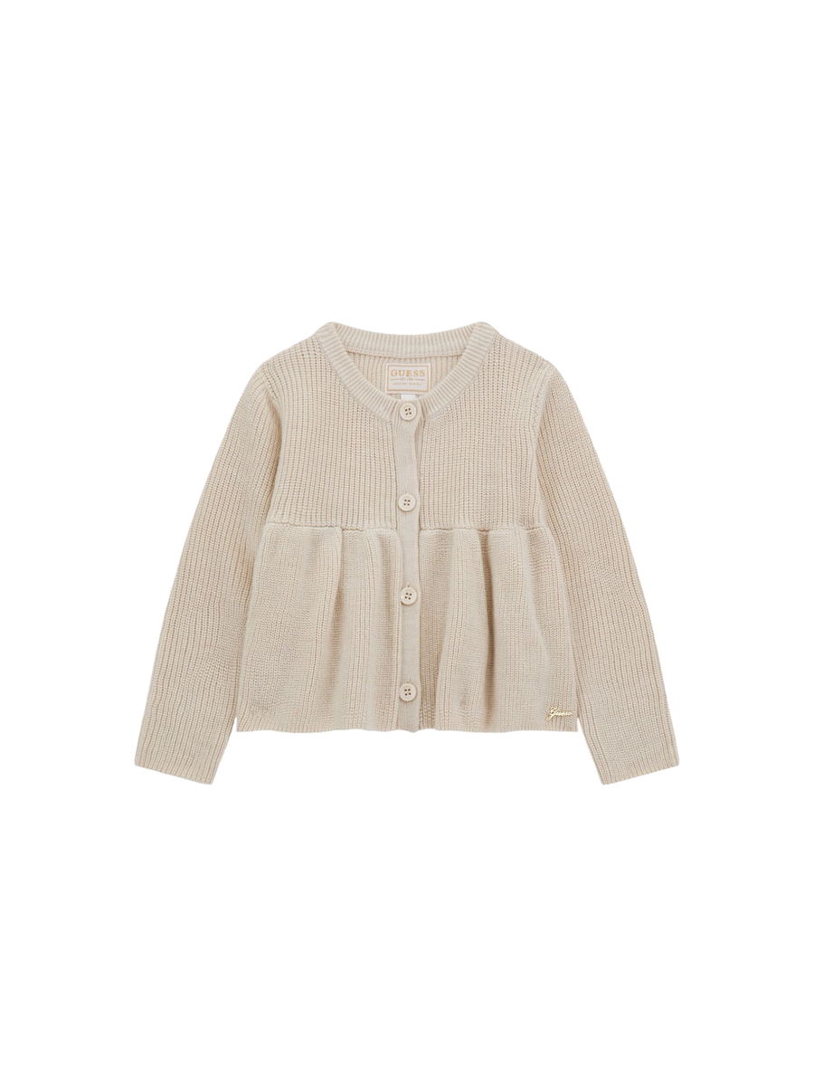 Cardigan Guess beige con lavorazione a coste e fondo plissettato K5YR06Z3OF0 LOH Guess 