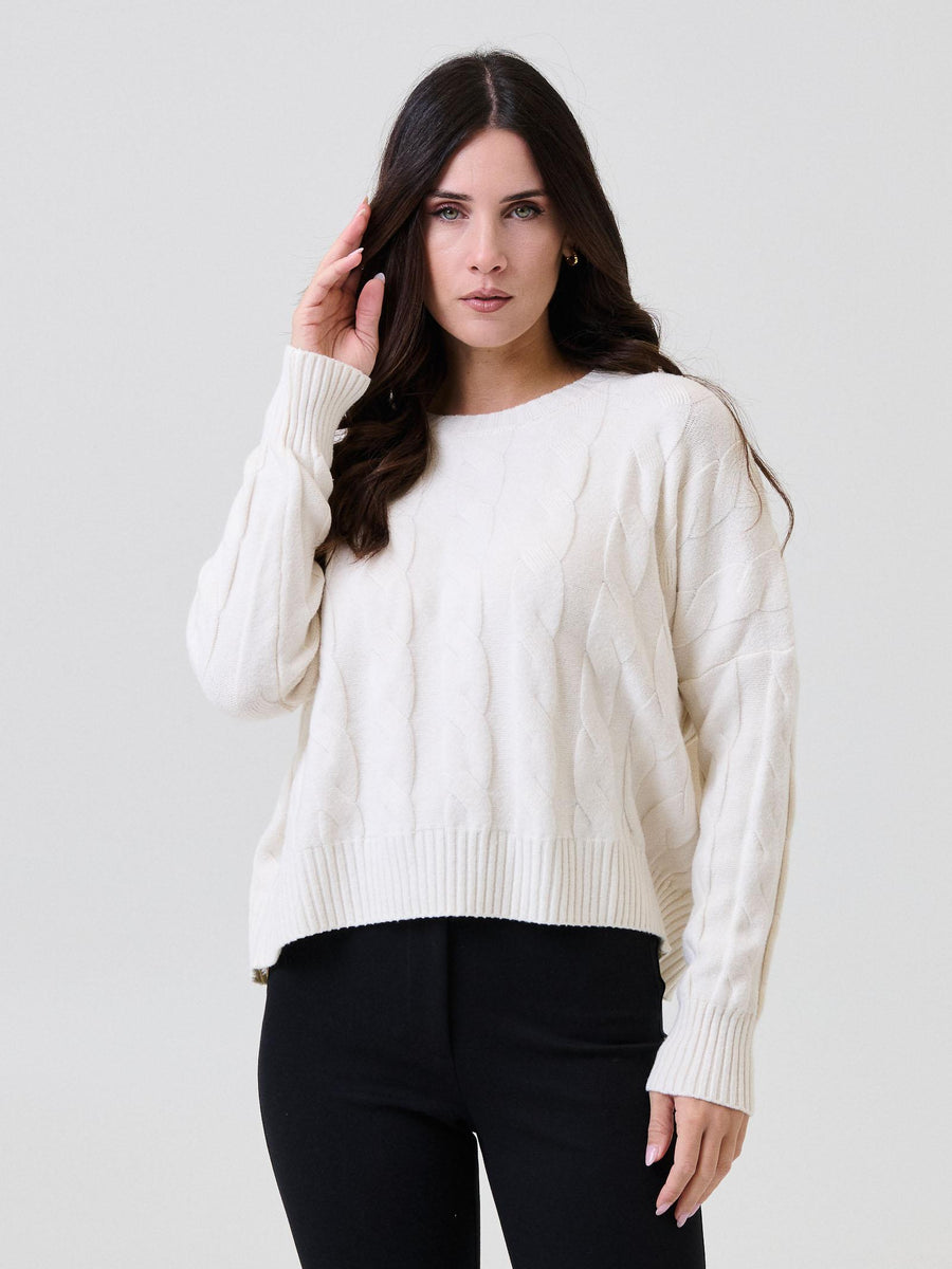 Maglione intrecciato Armoire crema con spalle scese 5R72220 CREMA Armoire 
