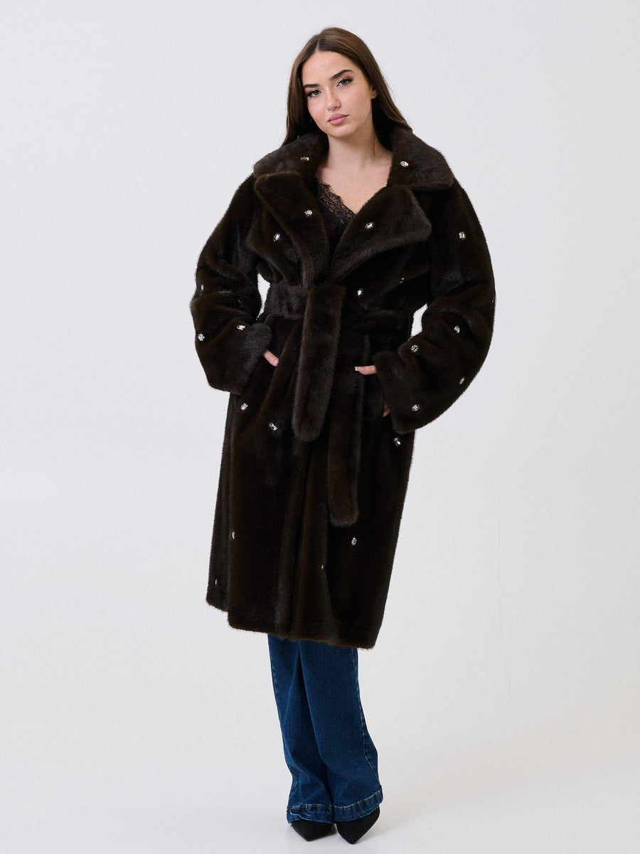 Ecopelliccia Vicolo moro con cristalli applicati TF0046 FU69 Vicolo 