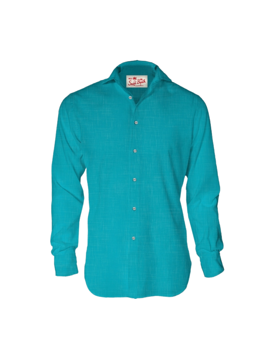 Camicia in lino Saint Barth turchese pamplona PAMP001 02005H MC2 SAINT BARTH 