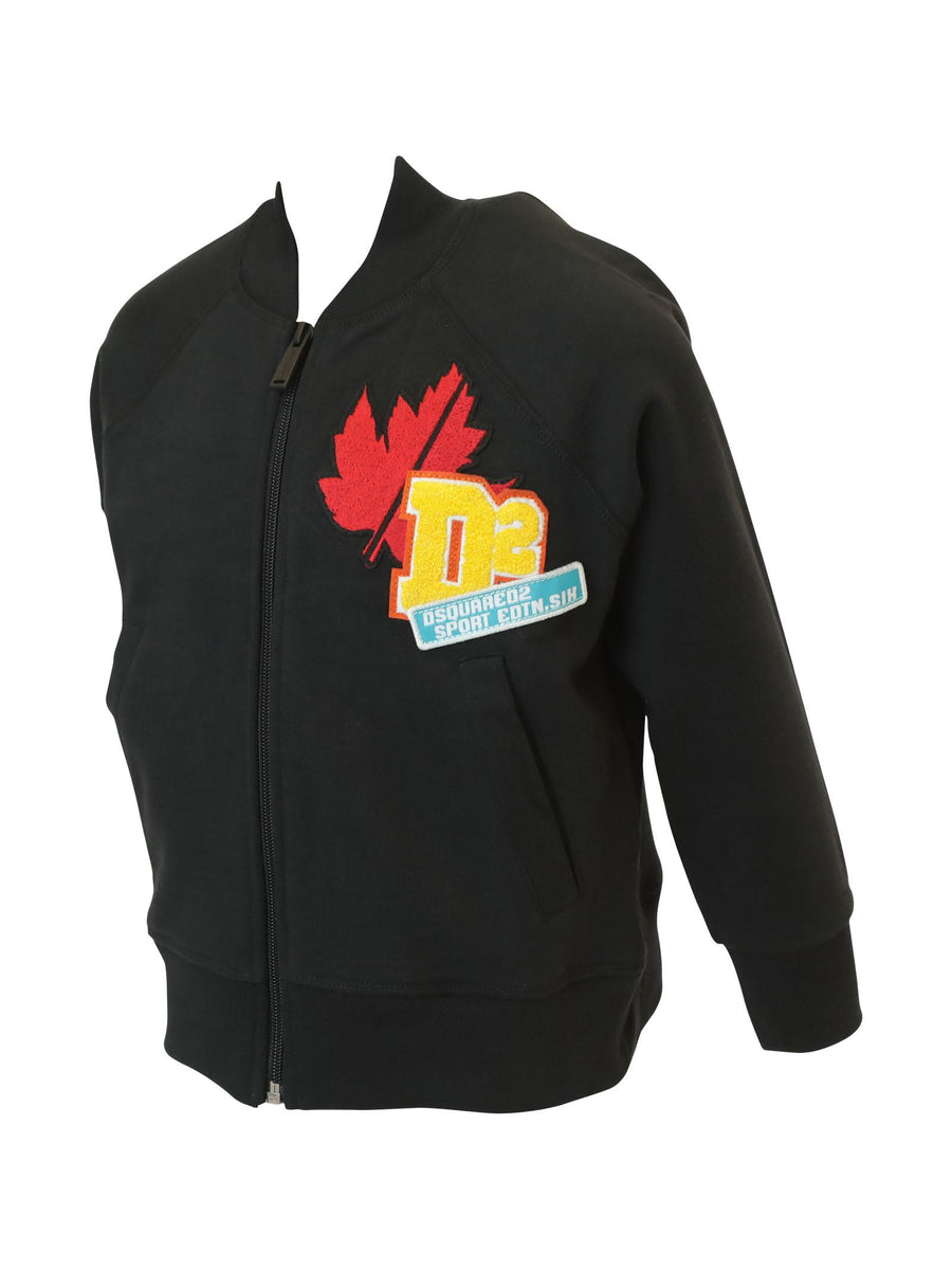 Felpa nera con patch D2 DQ1120D0098 DQ900 Dsquared 