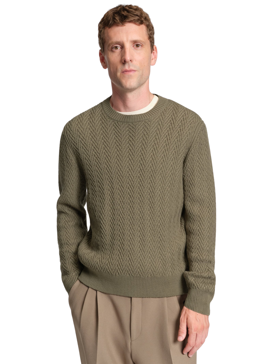 Maglione Boss verde con motivo chevron 50549986 245 Boss 