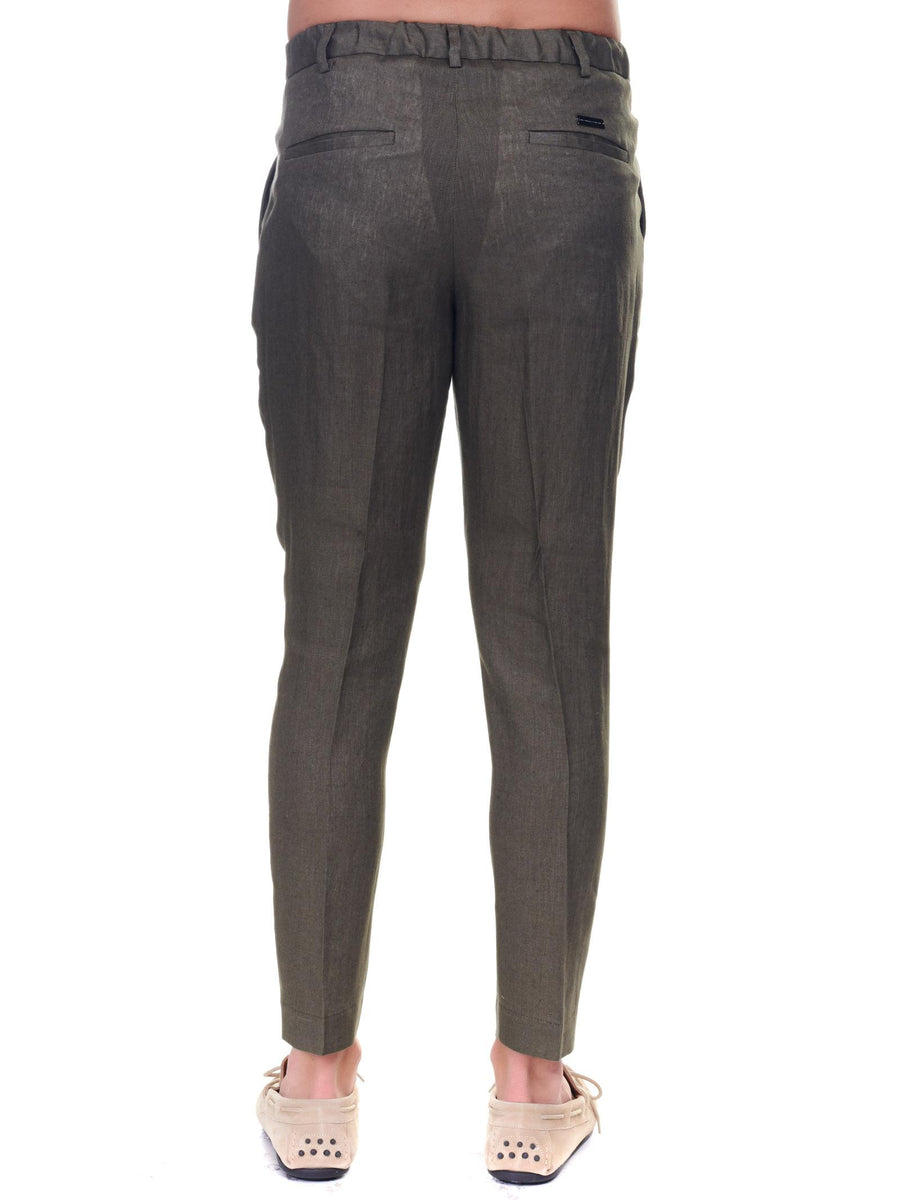 Pantalone in lino verde militare AD7136SE 32 Alessandro Dell'Acqua 