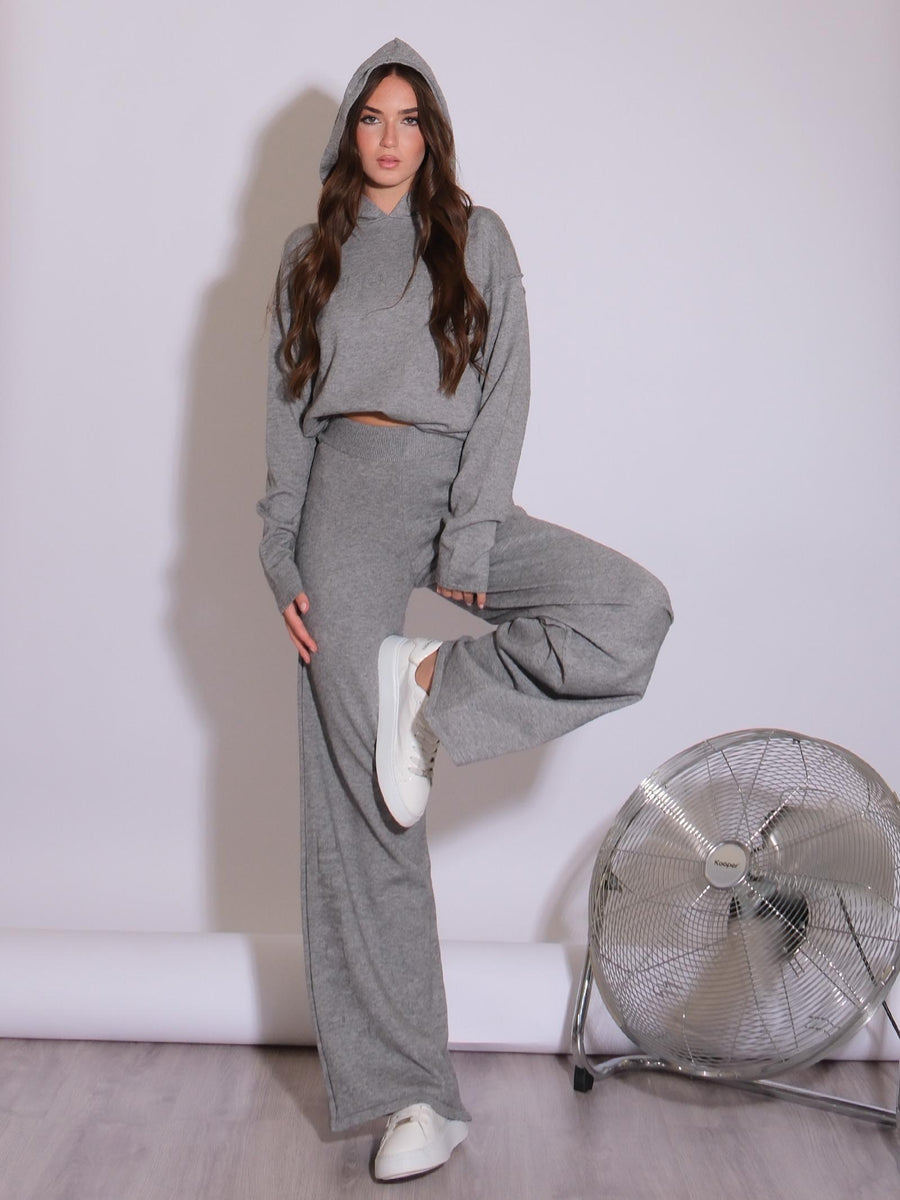 Pantaloni Hinnominate grigi a palazzo realizzati in maglia HMABW01176 GRIGIO MELANGE Hinnominate 