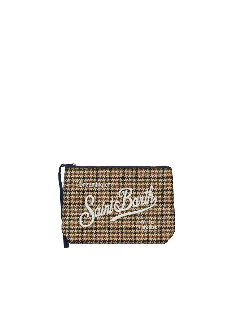 Pochette Aline "Herringbone 0015 emb" Saint Barth marrone con fantasia pied de poule ALI0022 00188I MC2 SAINT BARTH 
