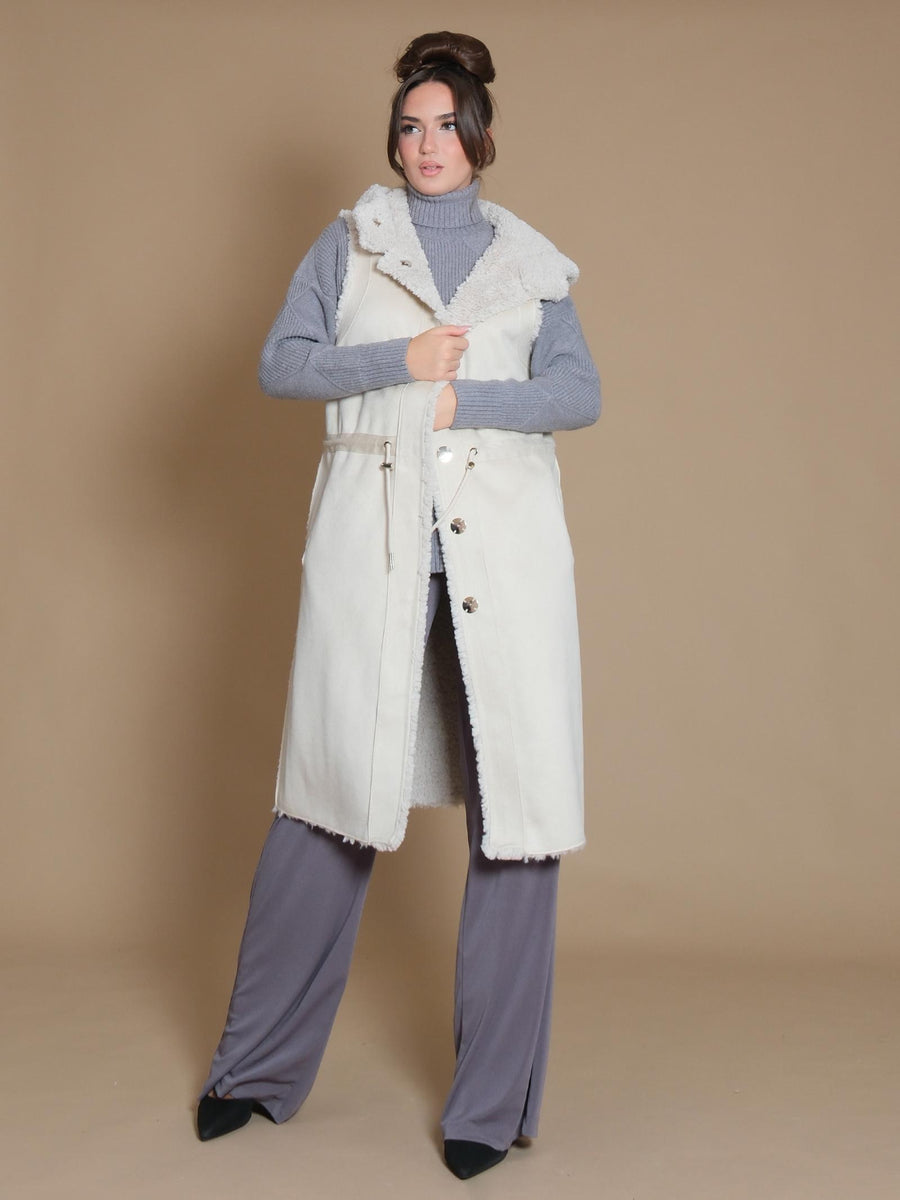 Cappotto Rino&Pelle reversibile bianco teddy cappuccio Ginny.7002411 BIR Rino & Pelle 