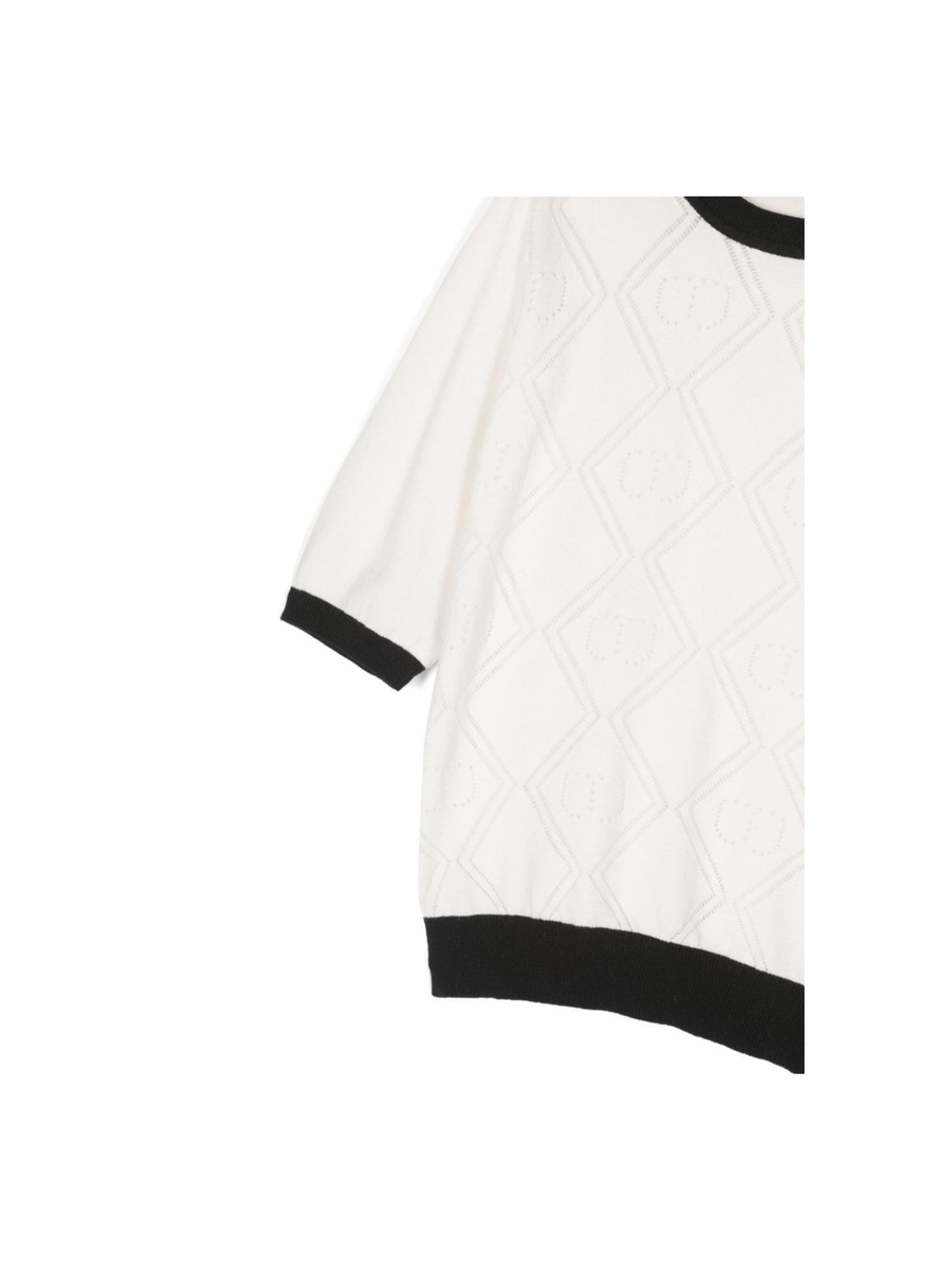 Cardigan bianco effetto jacquard 232GJ3770 02722 Twinset 