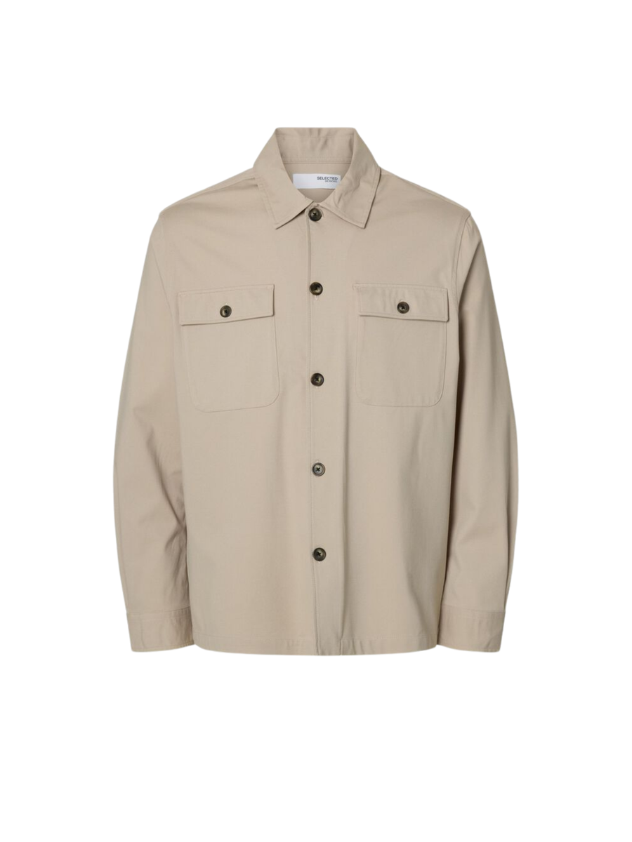 Camicia Selected beige con maxi tasconi 16099821 Pure Cashmere Selected 