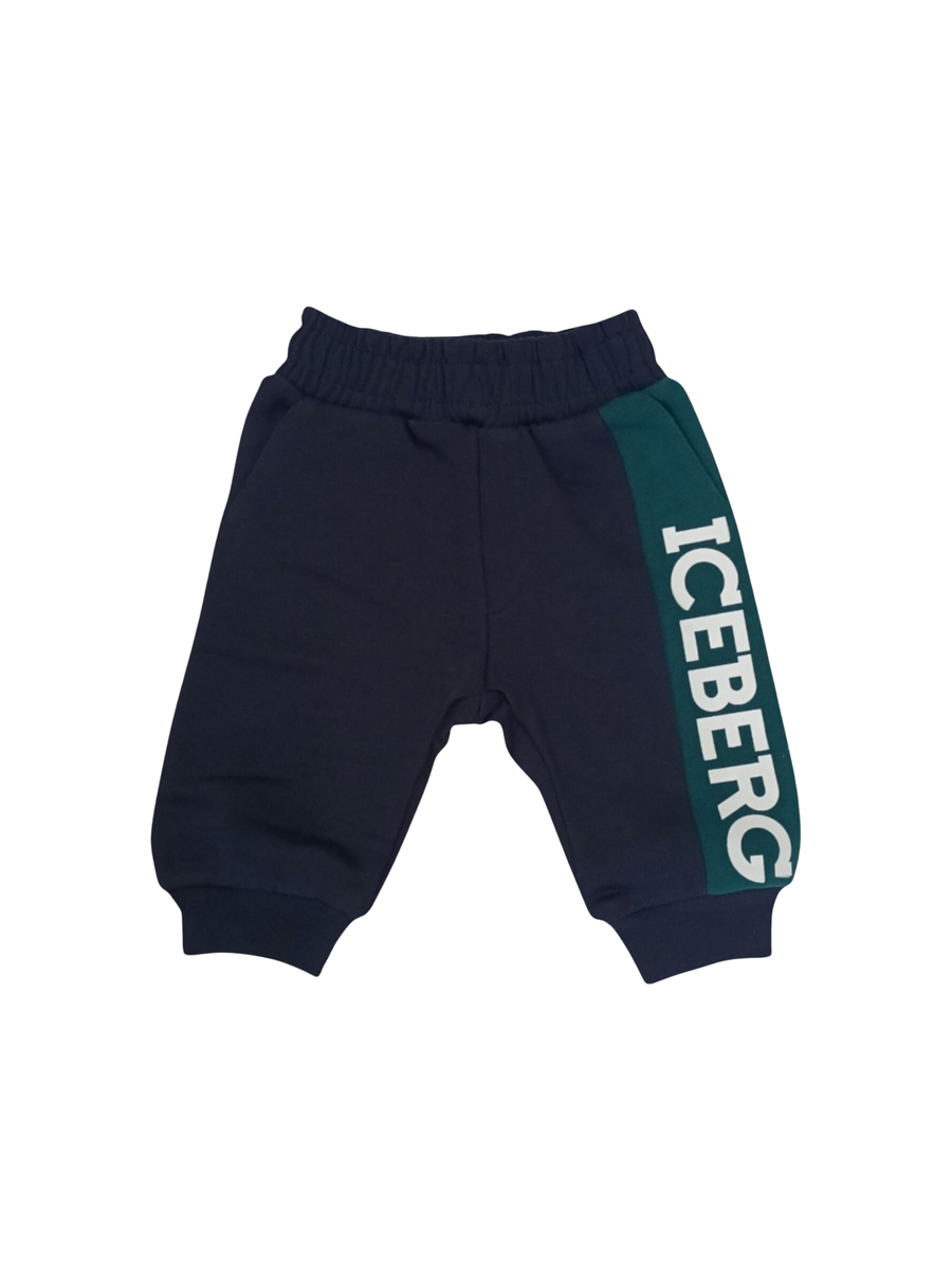 Pantalone Iceberg blu con logo lungo la gamba a contrasto PFICE5301B BLU Iceberg 