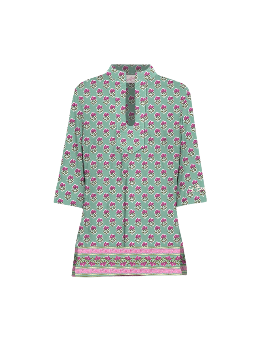 Abito "macha" Saint Barth a tunica verde con bordo a contrasto MHA001 01316H MC2 SAINT BARTH 