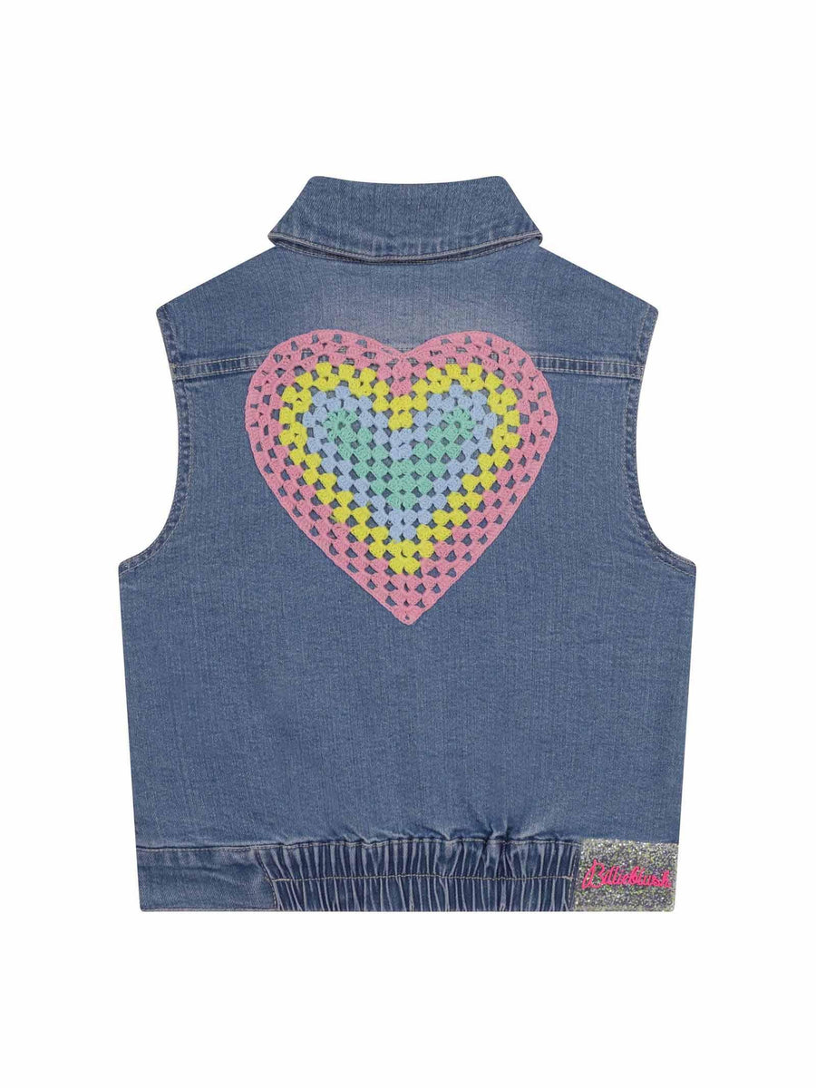 Gilet denim con applicazione U16359 DOUBLESTONE Billie Blush 