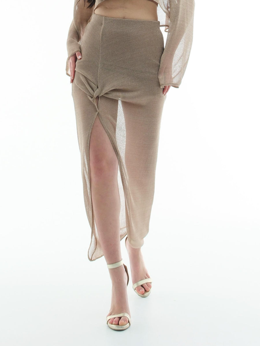 Gonna Haveone rosa con drappeggio e spacco anteriore GVSN010 ROSA Haveone 