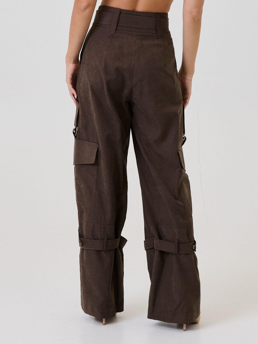Pantalone cargo Bohemian Vì marrone con cinturino PA255 BROWN Bohemian V 