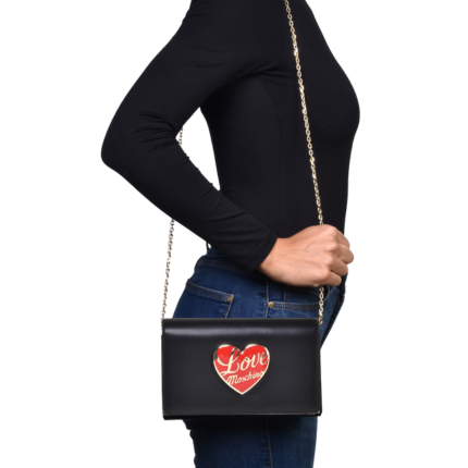 Borsa a tracolla Love Moschino nera con cuore rosso smaltato JC4186PP1NLP 0000 Love Moschino 